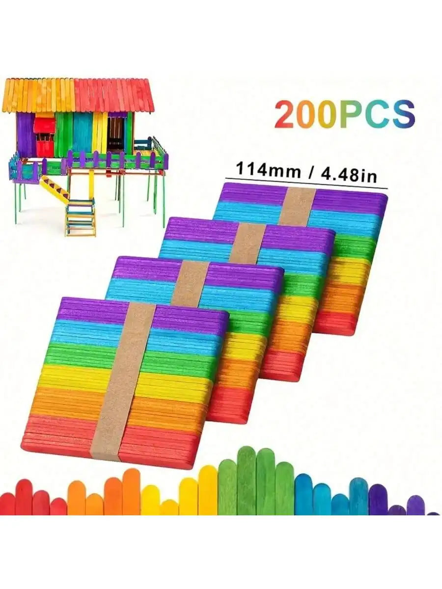 50/100/200 Pieces 11.4cm/4.5 inch Small Wooden Craft Sticks