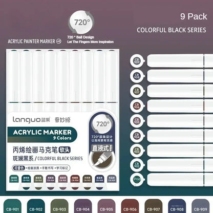 Languo 207/9 Direct Liquid Acrylic Paint Pens Brush Color Marker Pen