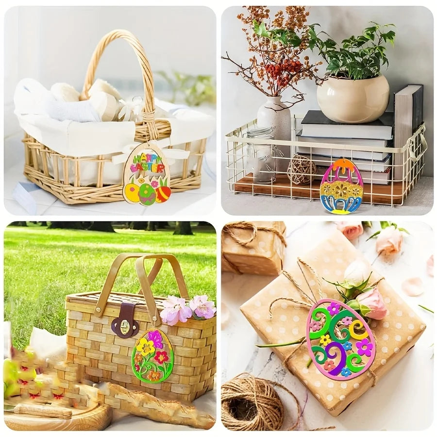 40pcs Wooden Easter Bunny Egg Blanks Easter Decoration