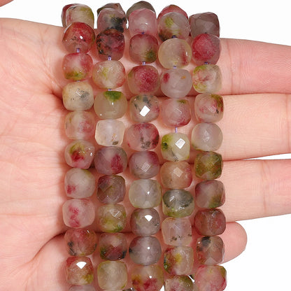 Natural Amethyst Beads 7-8mm Faceted Square Cube Geometric
