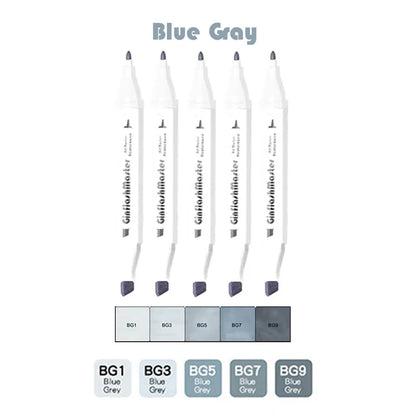 Ginflash Fine&Chisel Tipped Art Marker Gray Tones Brush Pen