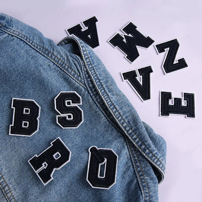 Navy Blue Letter Iron On Patch Applique