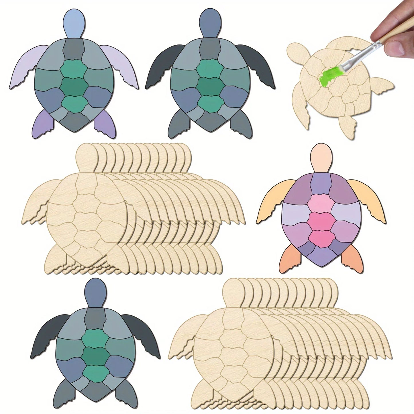 10pcs/set Handmade Wooden Turtle Sculpture
