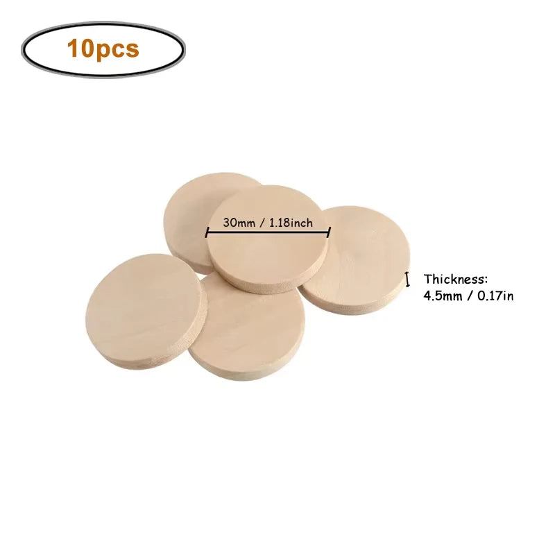 15-35mm Unfinished Smooth Round Wood Coins