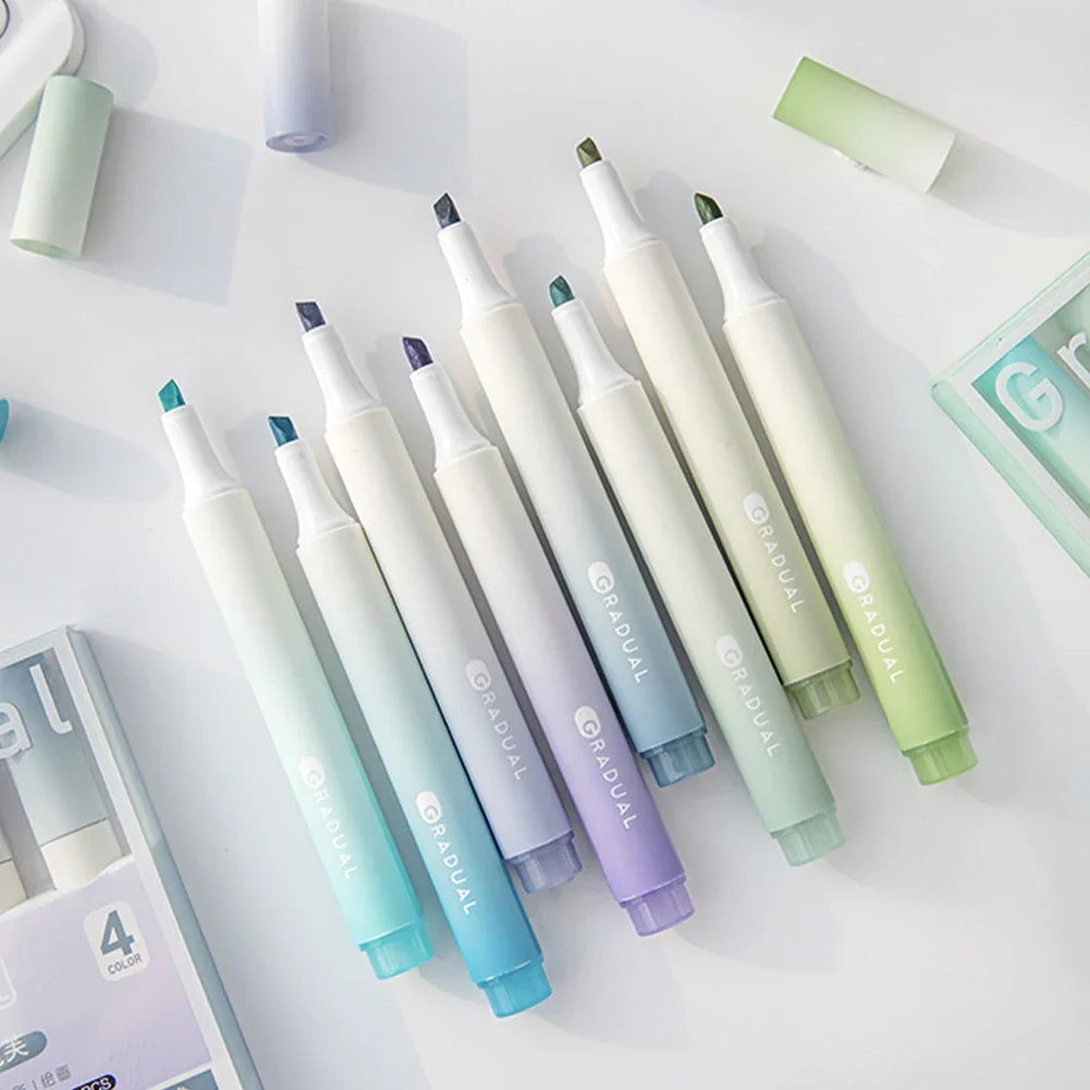 4Pcs/set Macaron Highlighters Color Gradient Highlighter Pens