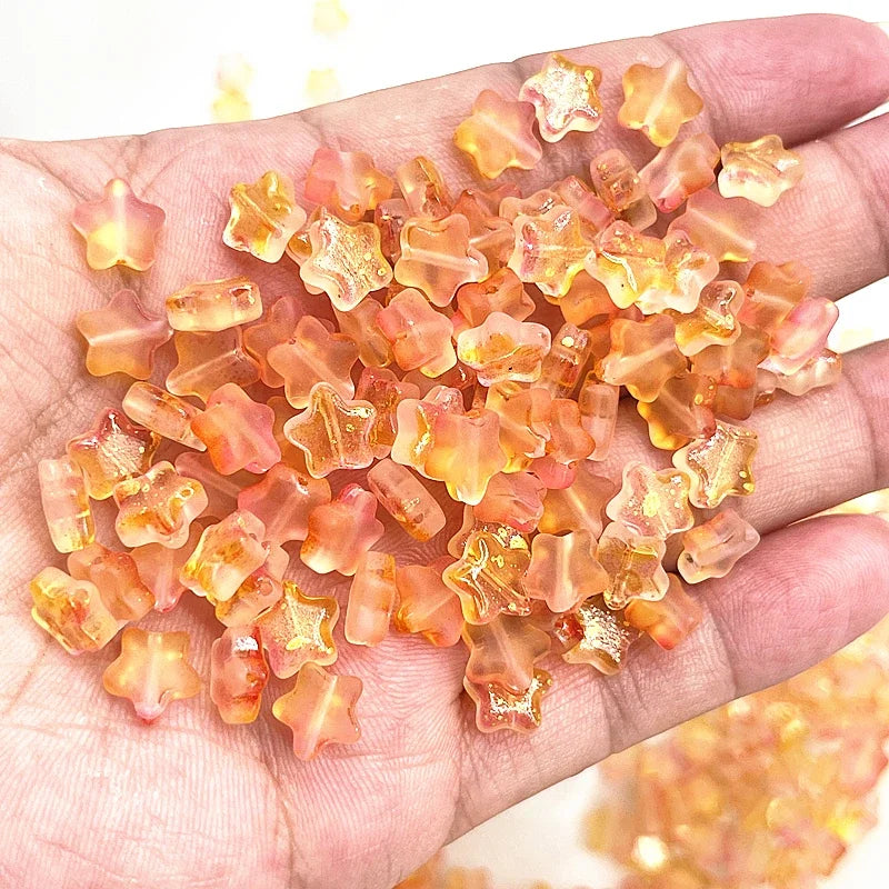 New 30pcs 8mm Five-pointed Star Matte Glass Beads Loose Spacer Beads