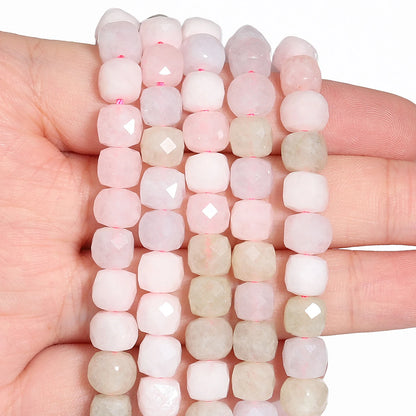 Natural Amethyst Beads 7-8mm Faceted Square Cube Geometric