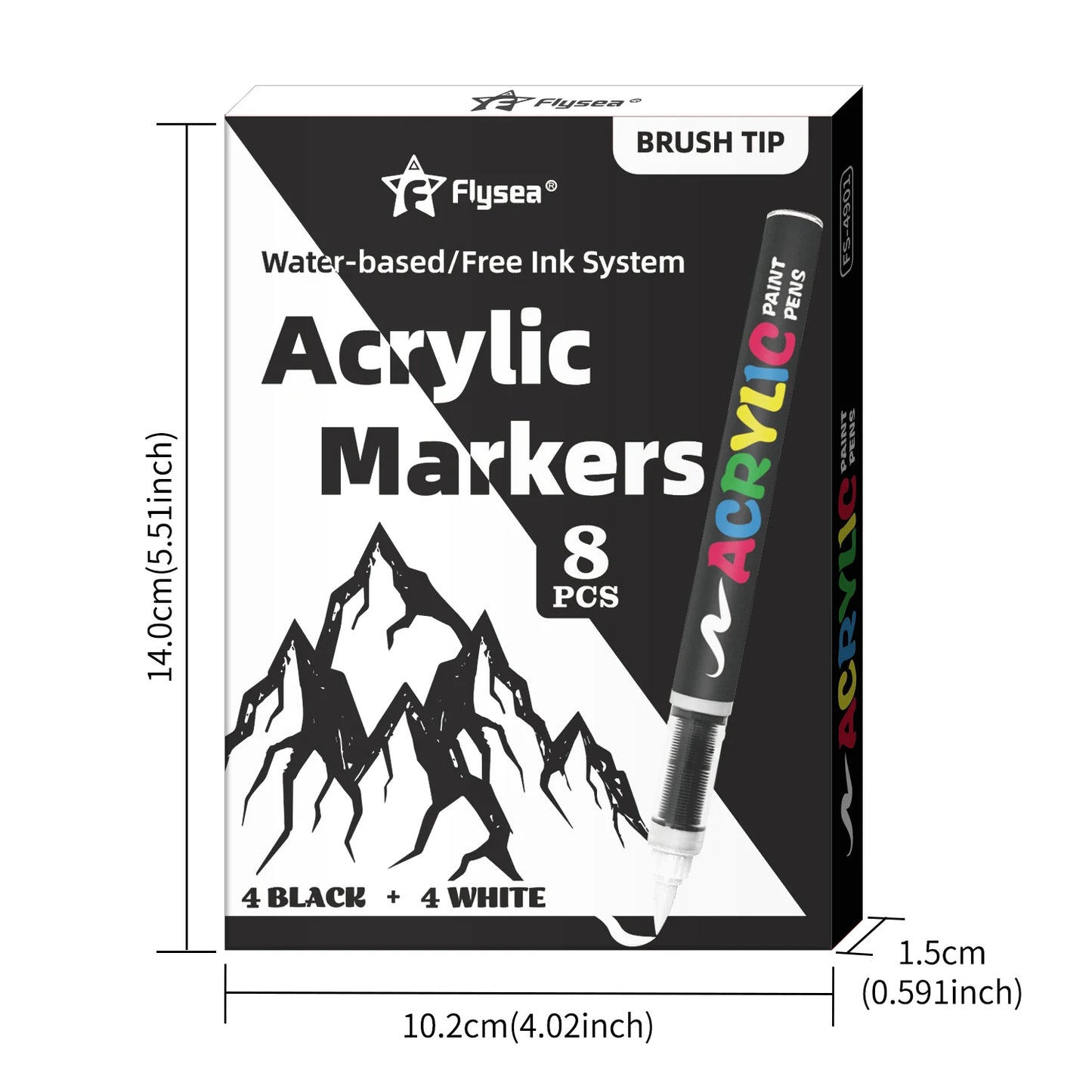 8pcs Black and White Acrylic Paint Markers Set, Large Ink Capacity