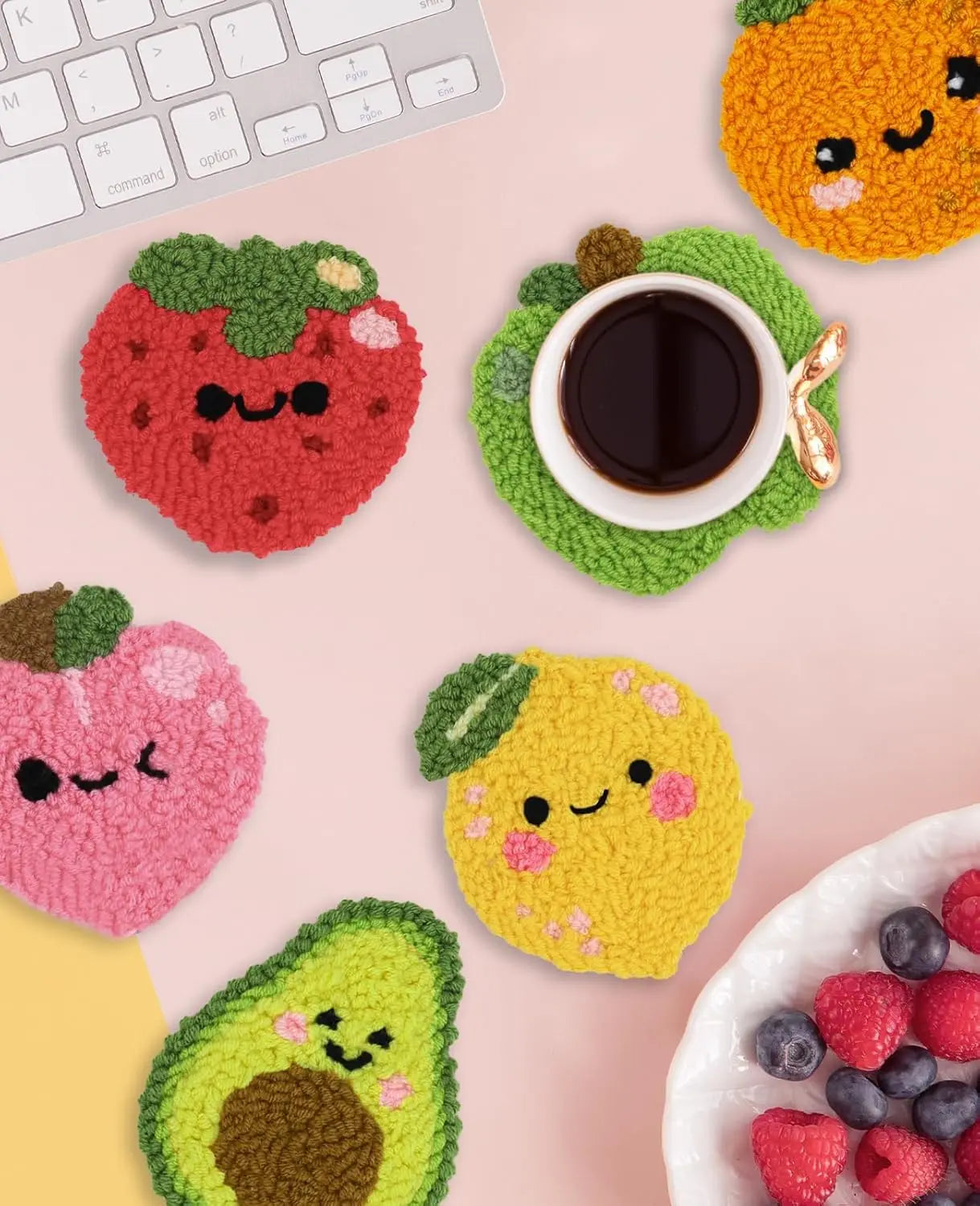 GATYZTORY 6Pcs Punch Needle Coasters Kit for Adults