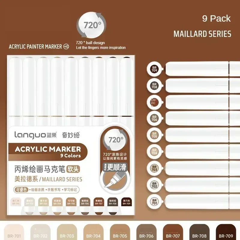LANGUO 240/9 Colors Acrylic Color Markers Direct Liquid Paint Marker