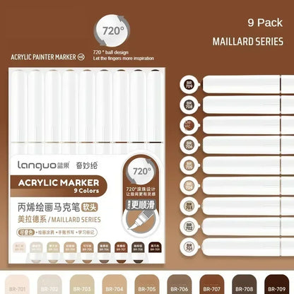 LANGUO 240/9 Colors Acrylic Color Markers Direct Liquid Paint Marker