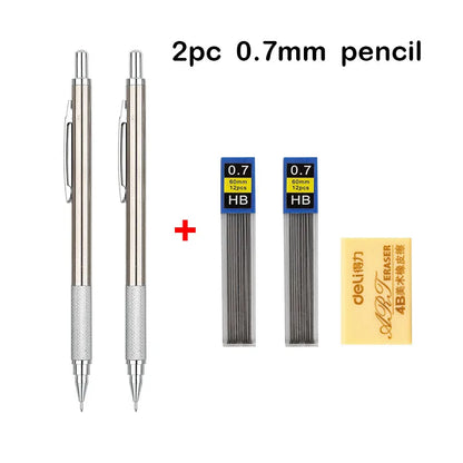 Mechanical Pencil Set 0.3 0.5 0.7 0.9 1.3 2.0mm Full Metal Art Drawing Painting Automatic Pencil