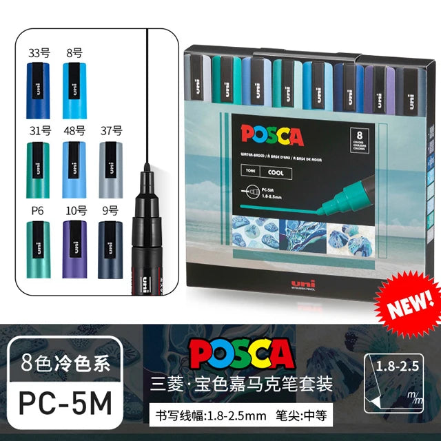 New Uni Posca Marker Pen Set PC-1M/3M/5M/8K/17K
