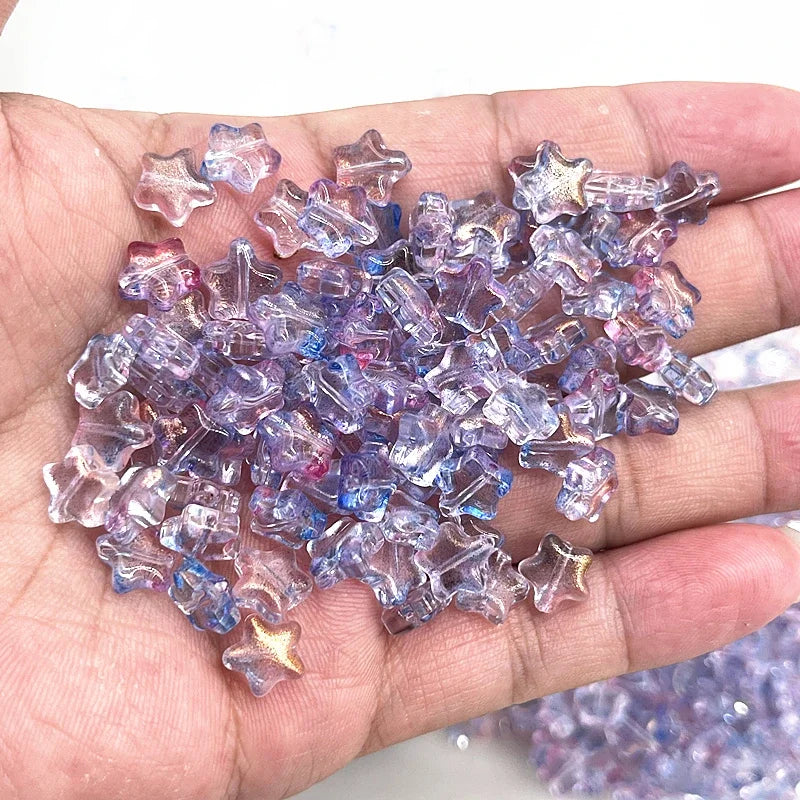 New 30pcs 8mm Five-pointed Star Matte Glass Beads Loose Spacer Beads