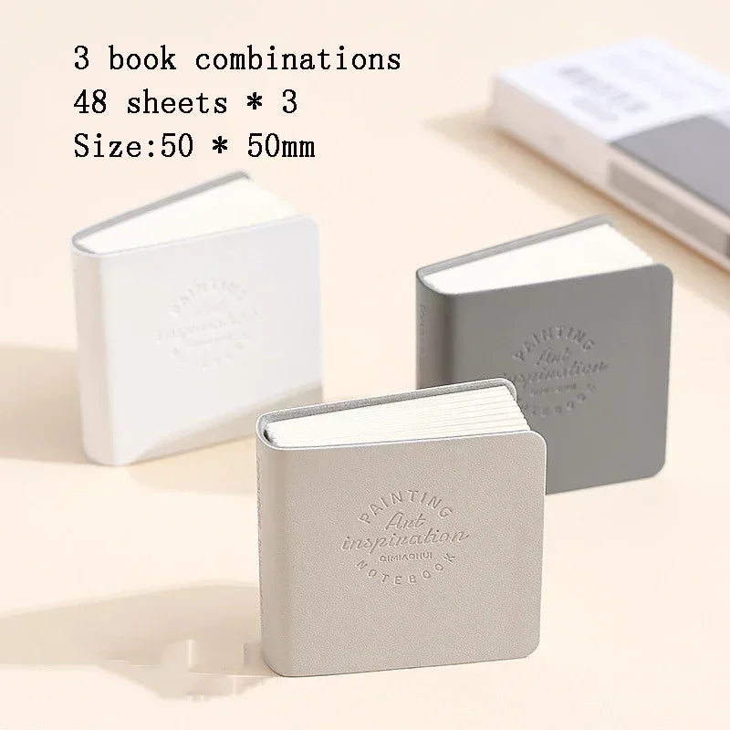 3Pcs/Pack Mini Drawing Book Square Watercolor Sketchbook Thick Paper