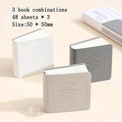 3Pcs/Pack Mini Drawing Book Square Watercolor Sketchbook Thick Paper