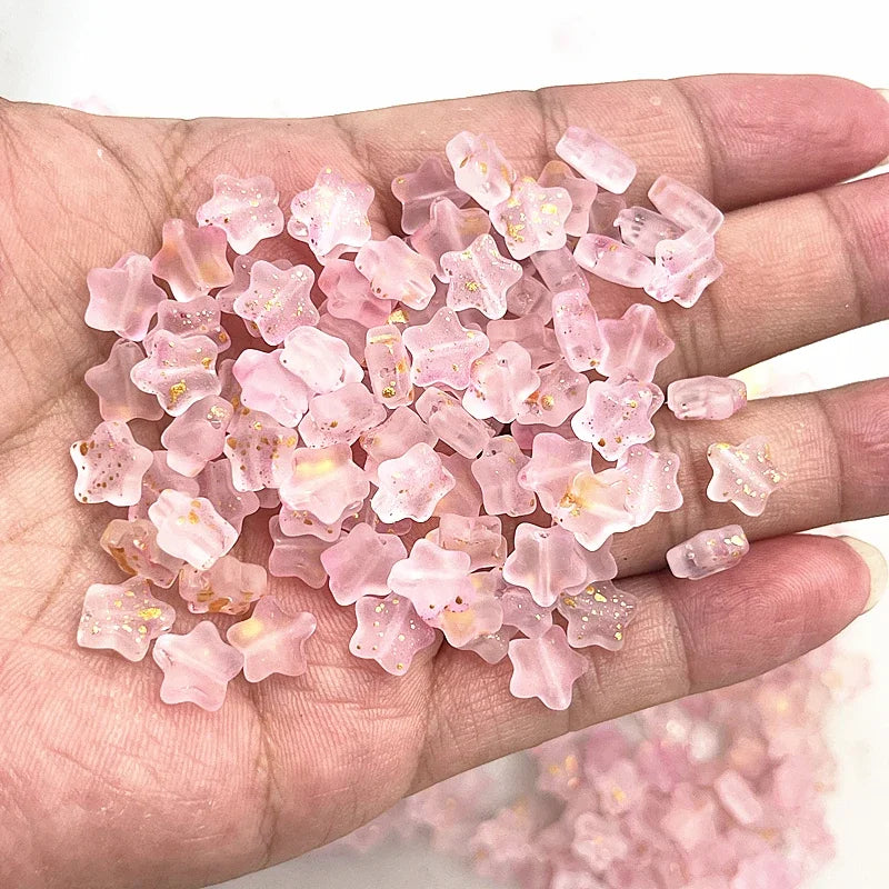 New 30pcs 8mm Five-pointed Star Matte Glass Beads Loose Spacer Beads
