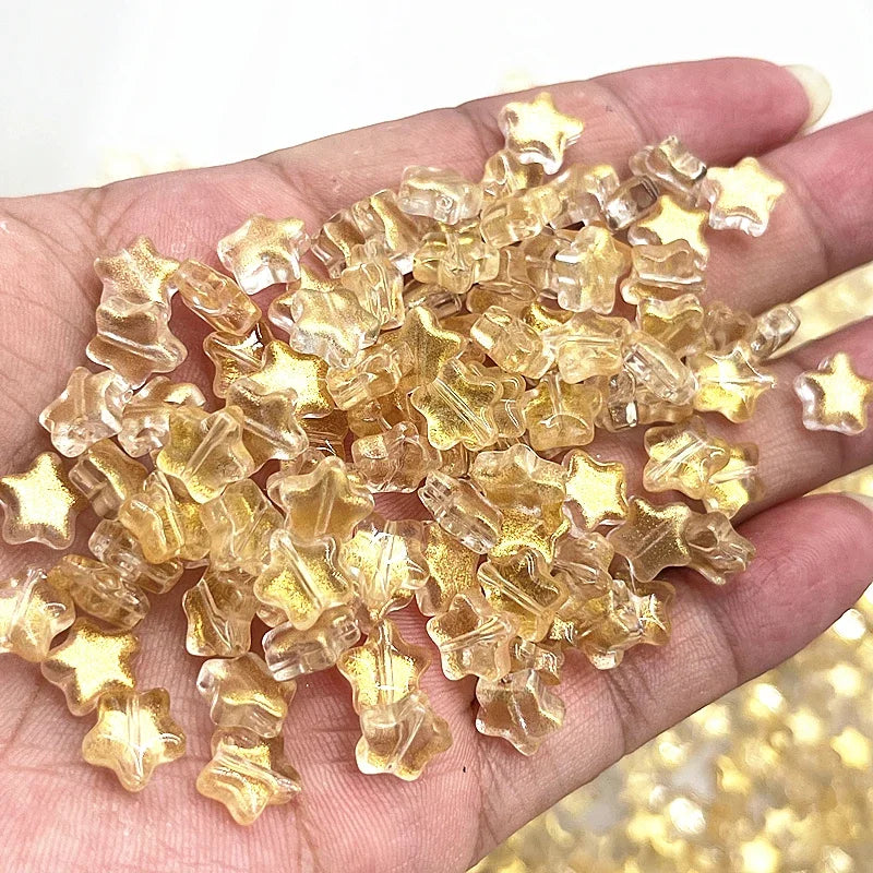 New 30pcs 8mm Five-pointed Star Matte Glass Beads Loose Spacer Beads