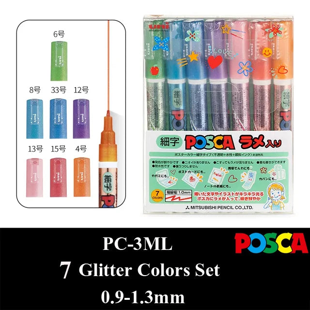New Uni Posca Marker Pen Set PC-1M/3M/5M/8K/17K