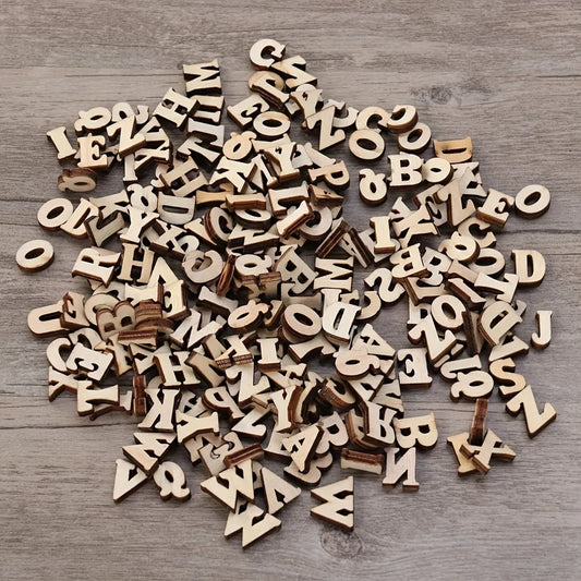 100Pcs Mixed Wooden A Z Letters  Wooden Numbers