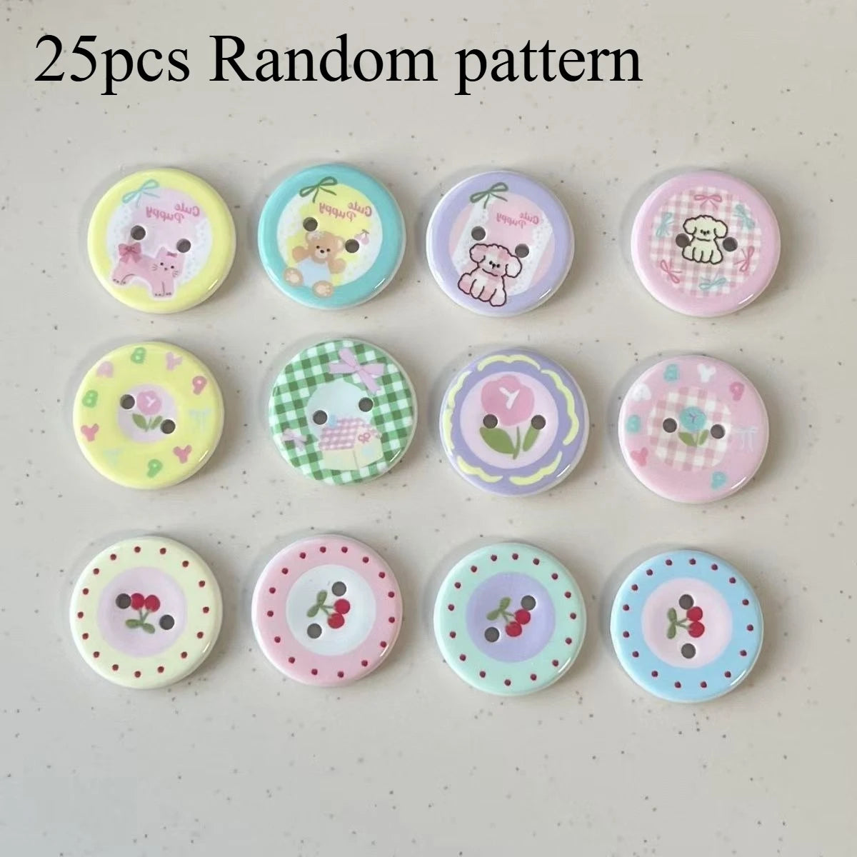 25Pcs Mixed Color Handmade Resin Round 2/4-hole Button