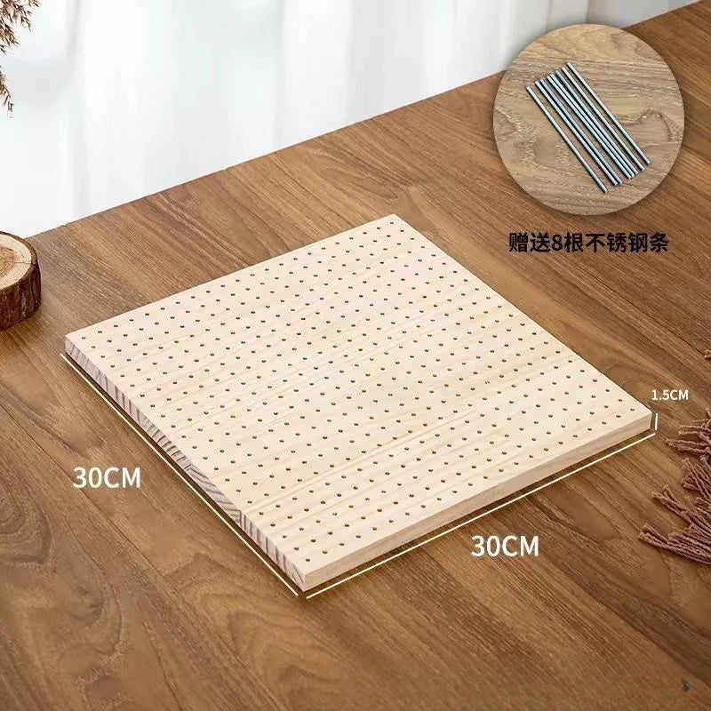 Wooden Crochet Blocking Board with Grid Lines and Stainless Steel Pins for Granny Squares Knitting Projects DIY Craft Gift