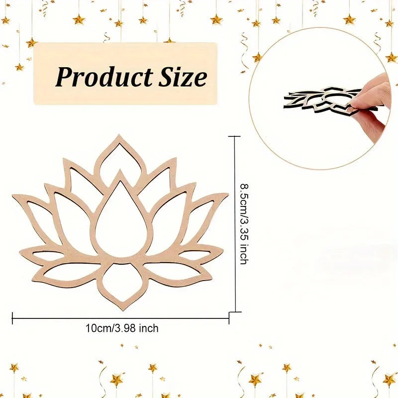 24pcs Lotus Dream Catcher Wooden Macrame Hoops  Flower Shape Macrame Rings