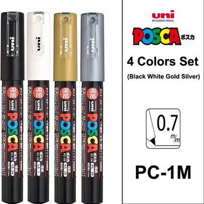 UNI POSCA Markers Set PC-1M/3M/5M Permanent Acrylic Paint Pen Quick Dry