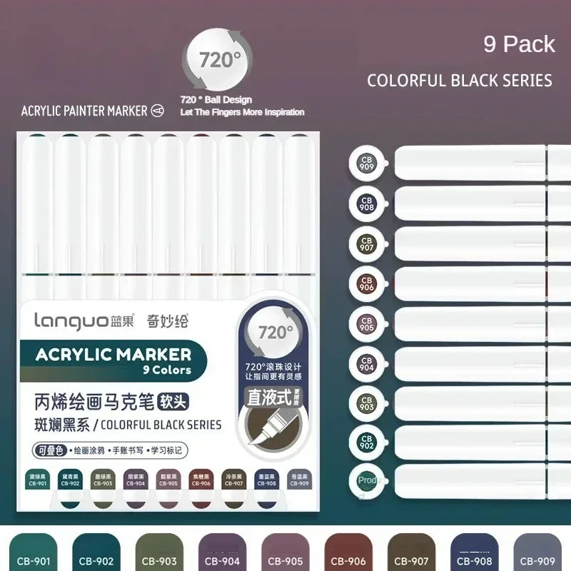 LANGUO 240/9 Colors Acrylic Color Markers Direct Liquid Paint Marker