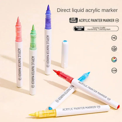 LANGUO 288/9 Colors Acrylic Marker Direct Liquid Soft Brush Paint Pen