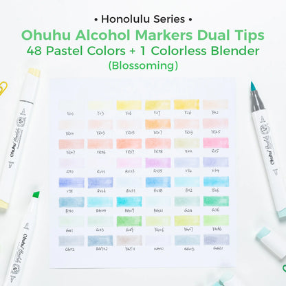 Ohuhu Honolulu New 48 Pastel Colors Marker Pen Set Alcohol