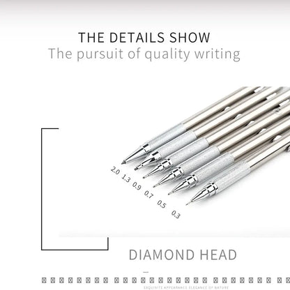 Mechanical Pencil Set 0.3 0.5 0.7 0.9 1.3 2.0mm Full Metal Art Drawing Painting Automatic Pencil