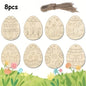 32/16/8pcs Easter Wooden Assorted Colored Egg Shapes