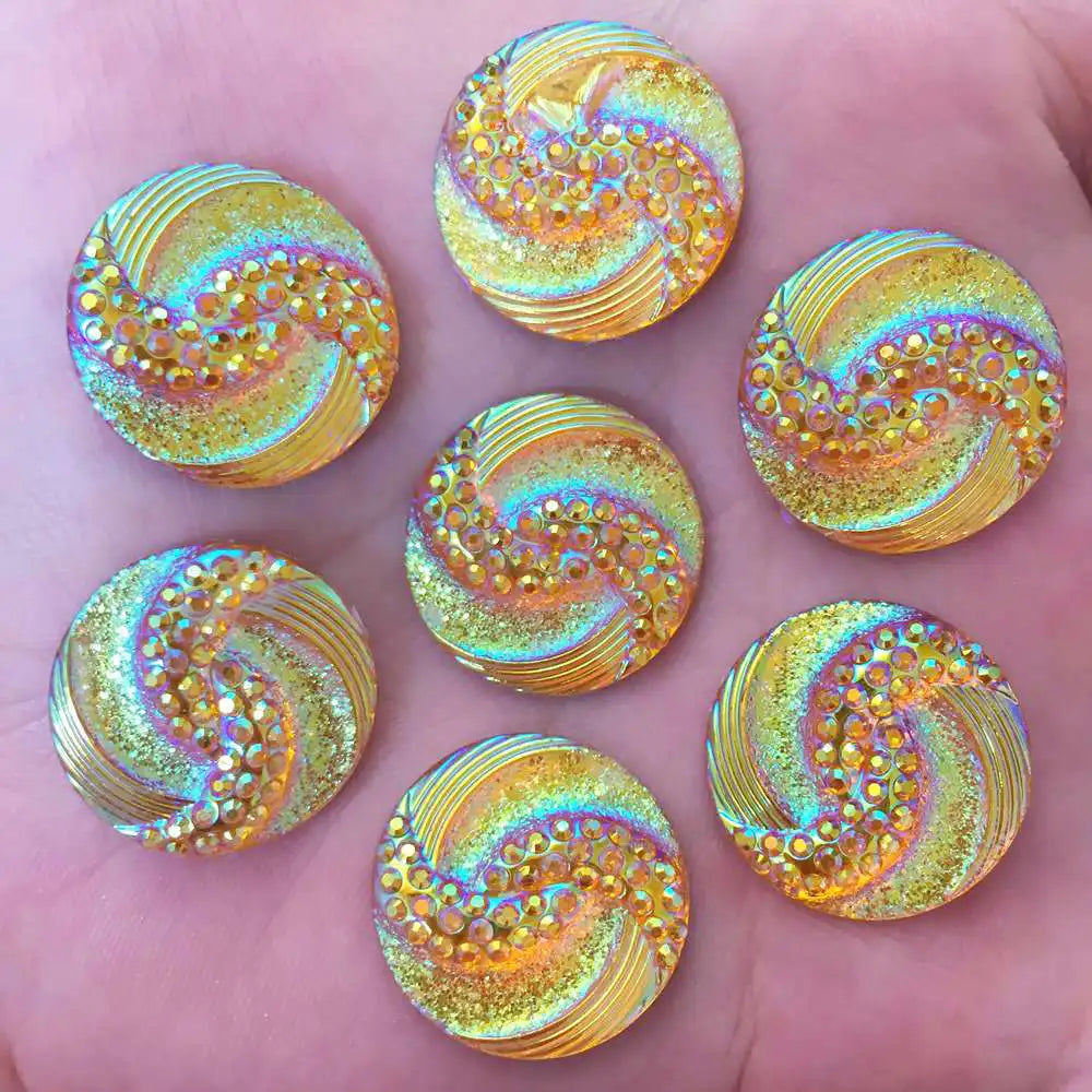 New 20pcs 20mm AB Resin Round FlatBack Rhinestone