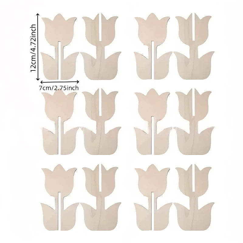 12pcs/6sets Wooden Tulip Shapes