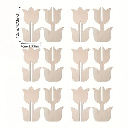 12pcs/6sets Wooden Tulip Shapes