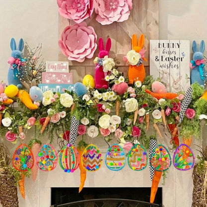 40 Pieces Wooden Easter Egg Ornaments