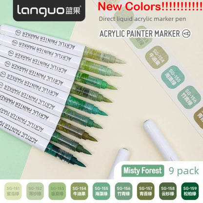 LANGUO 288/9 Colors Acrylic Marker Direct Liquid Soft Brush Paint Pen
