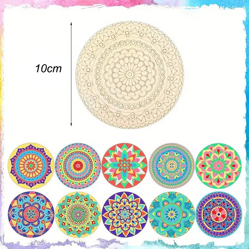 Wooden Mandala Painting10 Unfinished Wood Cutouts