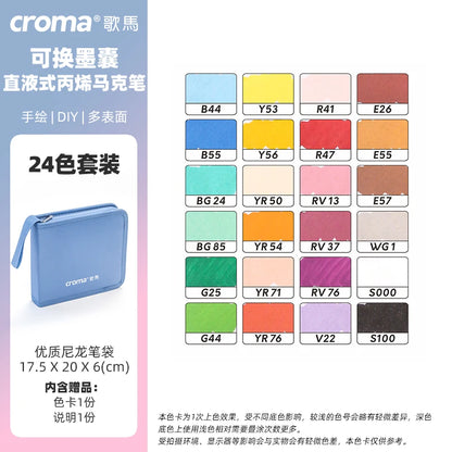 CROMA Refillable Direct Liquid Acrylic Marker Set with Soft Tip Layering Capable