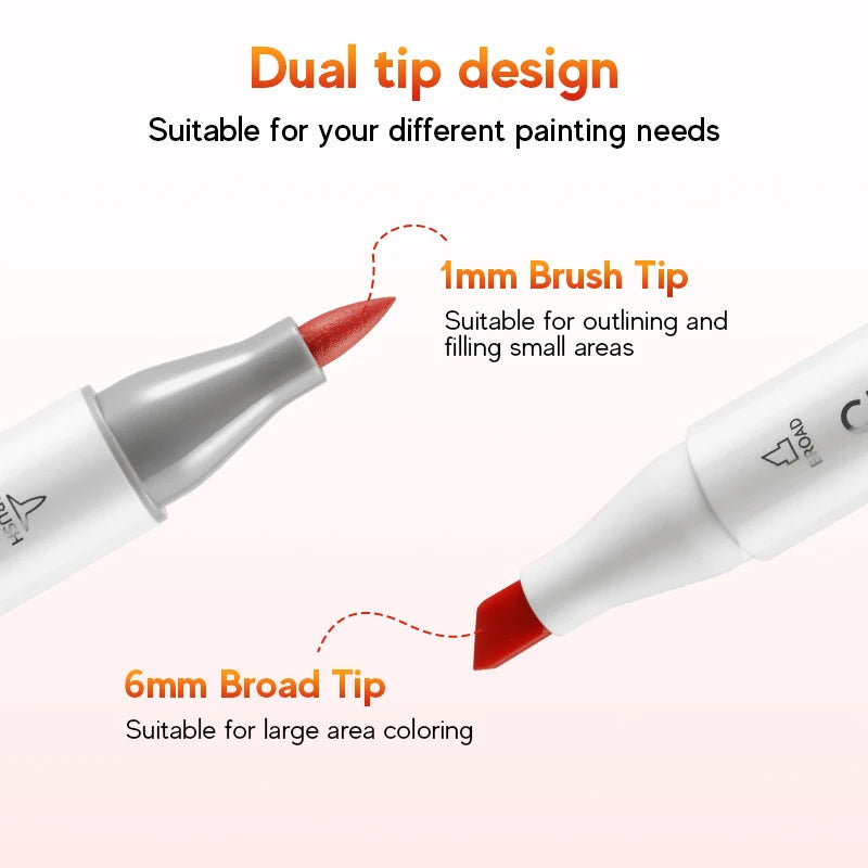 Professional Art Marker Set Artist Drawing Alcohol Markers Dual Tip(Brush Tip+Broad Tip)