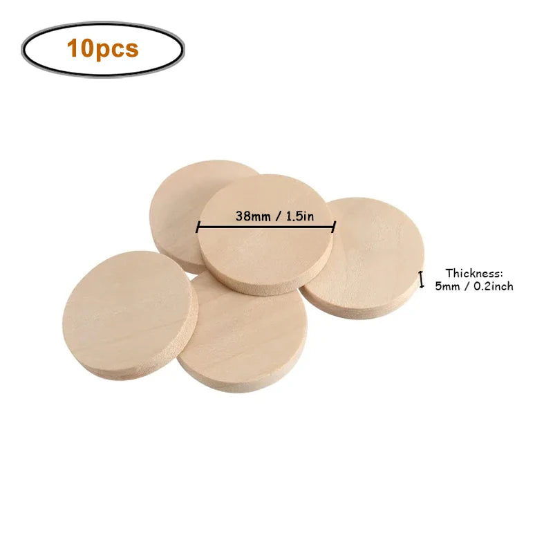 15-35mm Unfinished Smooth Round Wood Coins
