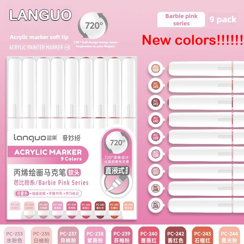 Languo 288/9 Direct Liquid Acrylic Paint Pens Brush Color Marker Pen