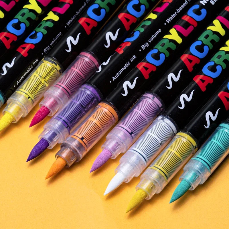 3Pcs Acrylic White Marker Brush Pens