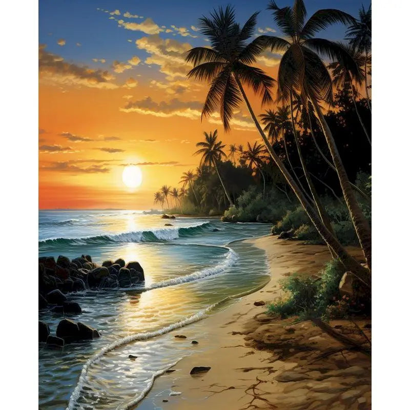 GATYZTORY Oil Painting By Numbers Gradient Sunset Scenery On Canvas