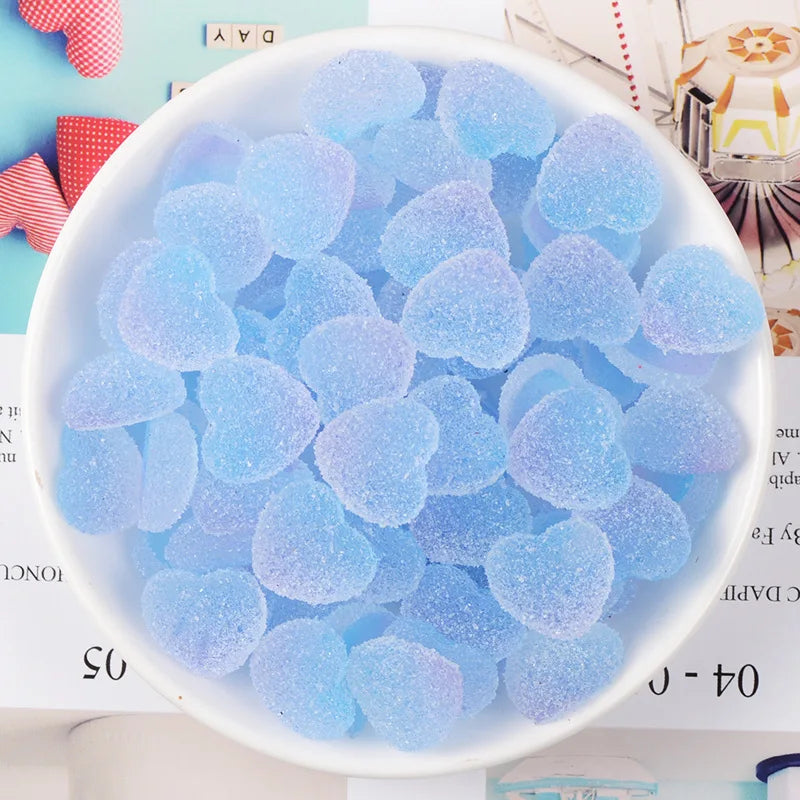 20pcs Slime Gradient Star Heart Nail Charms Mixed Candy Resin Charm Jelly Cabochon Mini Clay Polymer Slime Beads Nail Decoration