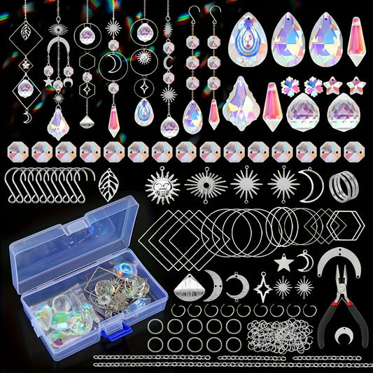 200pcs/set DIY Suncatcher Colorful Glass Hanging Crystals