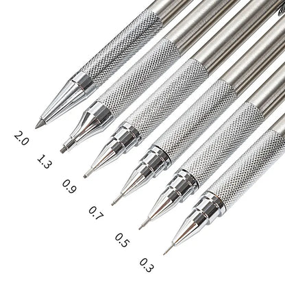 Mechanical Pencil Set 0.3 0.5 0.7 0.9 1.3 2.0mm Full Metal Art Drawing Painting Automatic Pencil