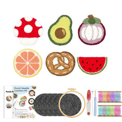 Punch Needle Coaster Kit 6PCS  Kit for Beginners