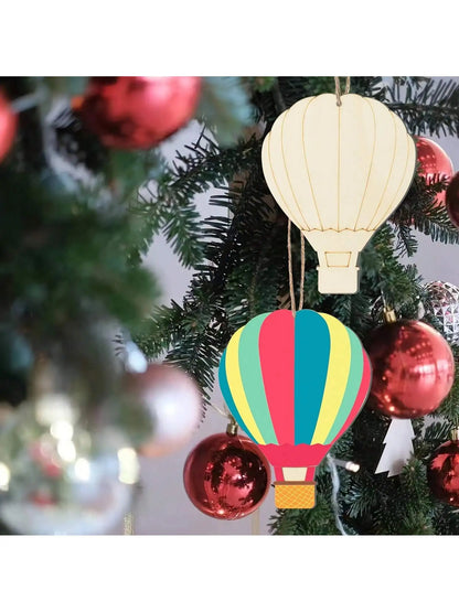 10/20/40/80pcs DIY Wooden Hot Air Balloon Crafts - with Hemp Rope